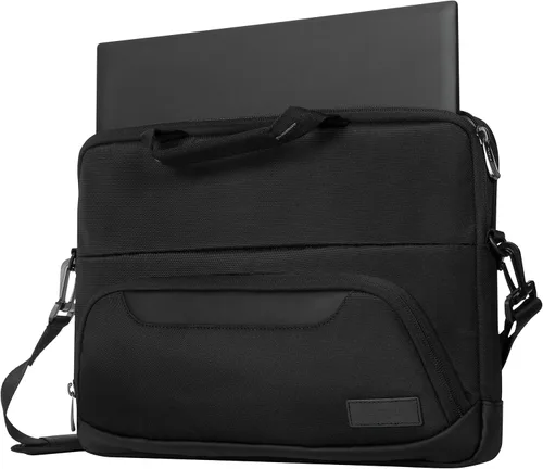 Vista 7 de Targus Bolsa para laptop de 12-14 pulgadas para negocios y viajes, color negro, bolsa de mensajero para computadora para hombres y mujeres