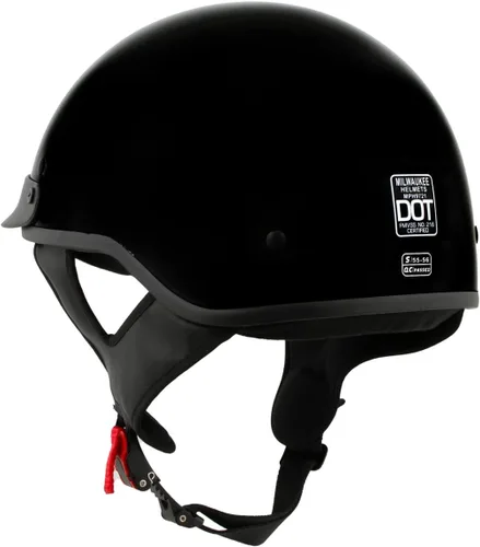 Vista 9 de Milwaukee Helmets MPH9719DOT - Casco de media motocicleta con diseño de lunares 'Momentum', negro brillante, para hombres y mujeres, con visera