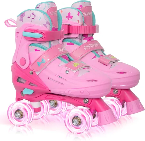 Vista 10 de Nattork Patines de Ruedas para Niños y Niñas, Patines Cuádruples de 4 Tallas Ajustables para Niños con Ruedas que se Iluminan - Maravilloso Regalo