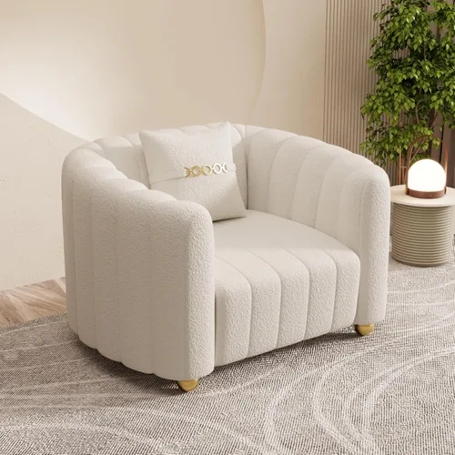 Vista 18 de Moderno sofá de terciopelo negro para sala de estar, sofá individual de 42 pulgadas con patas de esfera de metal dorado (negro 1S)