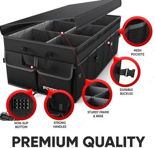 Vista 2 de FORTEM Organizador de maletero de coche (negro, extra grande) + correas de trinquete