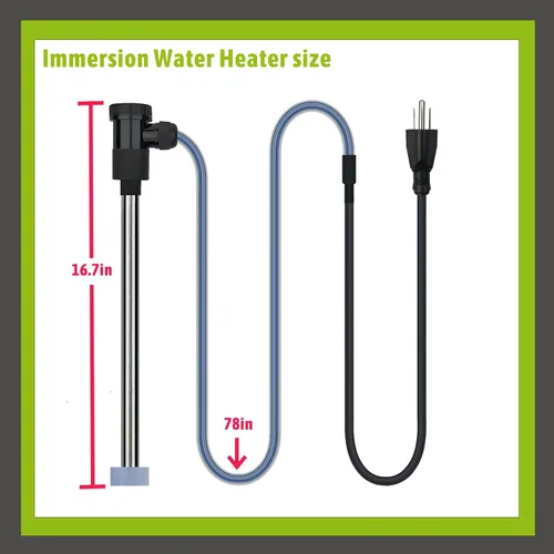 Vista 4 de Calentador de agua sumergible de inmersión de 2000 W para bañera de hidromasaje y piscina, calentador eléctrico portátil con enchufe temporizador