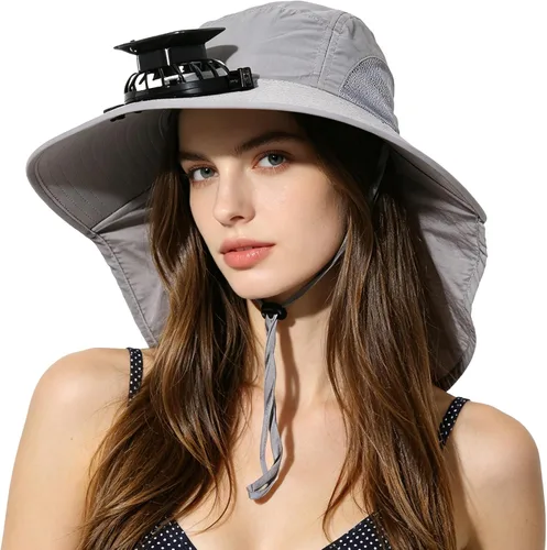 Vista 9 de Sombrero de mujer con protección UV, plegable, impermeable, de ala ancha, tipo cubo, con solapa para el cuello para verano, playa, pesca, senderismo