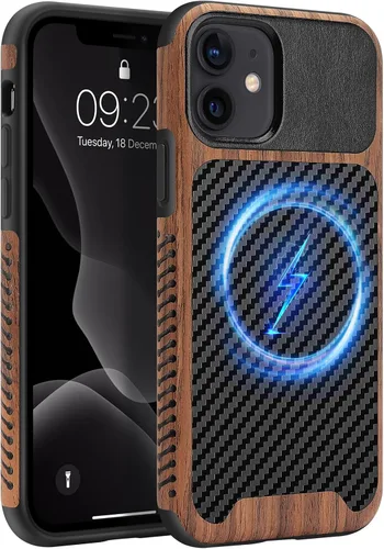 Vista 20 de Funda magnética ZZDZZ compatible con iPhone 14 Plus [Compatible con Magsafe] Diseño de cuero premium TPU híbrido a prueba de golpes (Negro)