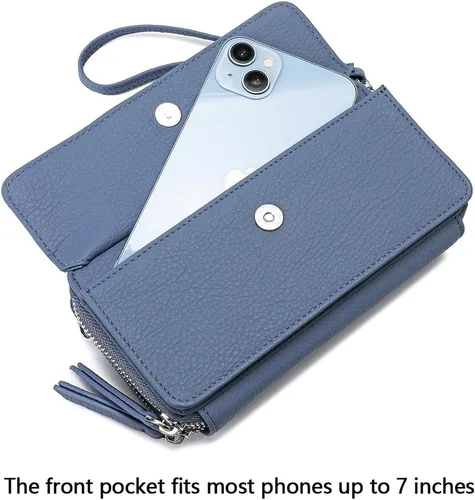 Vista 4 de Lanyani Cartera Cruzada RFID con Correa de Muñeca y Bolsillo para Teléfono para Mujeres de Cuero Vegano