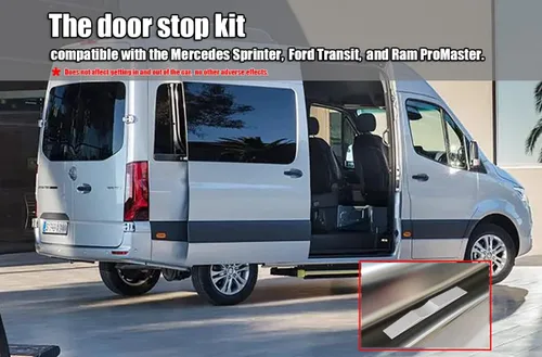 Vista 2 de Midway - Kit de tope de puerta para furgoneta RV compatible con Sprinter, Ford Transit, Ram ProMaster Conversiones Tope de puerta corredera
