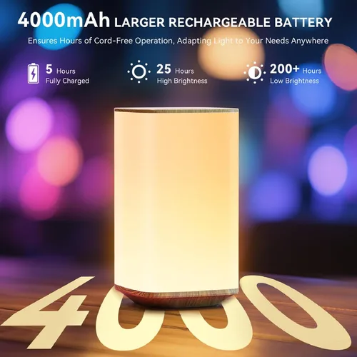 Vista 2 de Auxmir Luz Nocturna para Guardería para Niños, Lámpara Nocturna Regulable por Toque con 256 Cambios de Color RGB para Bebé Adulto, Lactancia, Ayuda