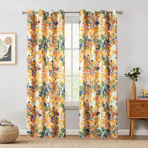 Vista 15 de VOGOL - Cortinas Boho, cortinas de ventana con aislamiento térmico y ojales para dormitorio y sala de estar, juego de 2 paneles, 52 x 63 pulgadas