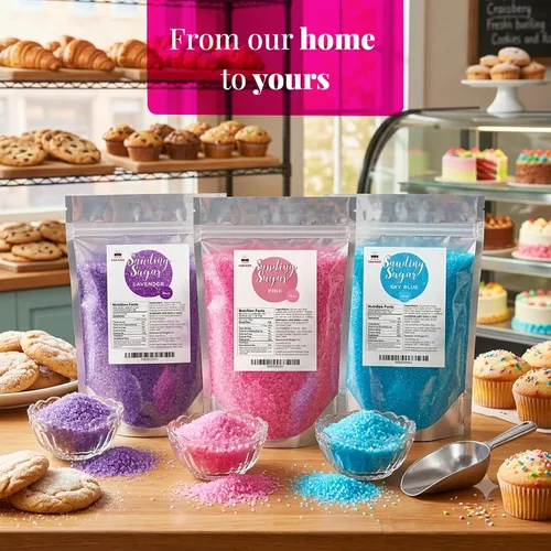 Vista 4 de Gránulos de azúcar de lavanda para hornear, 16 onzas - 15.98 oz. Cristales de azúcar gaseosos comestibles para pasteles, cupcakes, galletas, helados