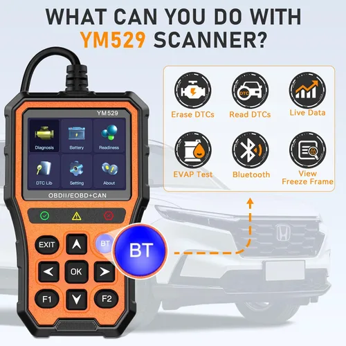 Vista 5 de AMTIFO Herramienta de diagnóstico Bluetooth del escáner OBD2, compatible con iOS/Android, datos en tiempo real, probador de batería, Plug and Play