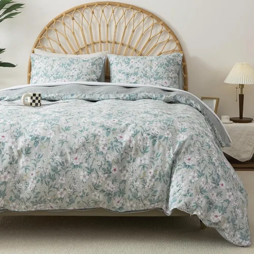 Vista 49 de HoneiLife Juegos de Fundas de Edredón Twin - Funda de Edredón Floral 100% Algodón, Juego de Ropa de Cama Transpirable de 2 Piezas con Cierre