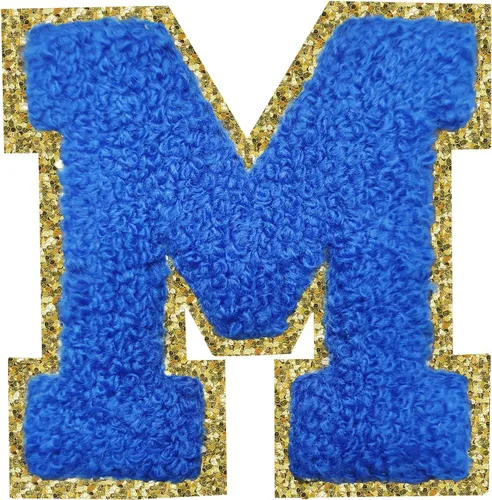Vista 94 de 3Pcs Letter Patches Varsity Glitters Chenille,SPRT Iron on Blue Letter Patch,Alphabet Cloth Patch for Team Costume Decoration 3.1in Height S