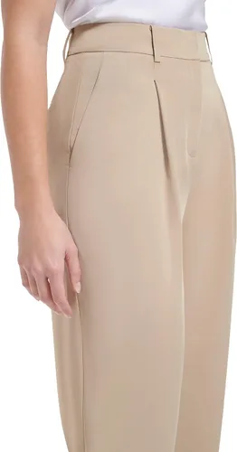 Vista 2 de Calvin Klein Pantalones elásticos formales de pierna ancha con cremallera Lux para mujer