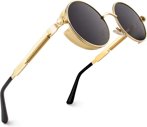 Vista 31 de CGID Retro Steampunk Round Polarized Sunglasses Men Womens Metal Circle Frame UV400 Protection E72