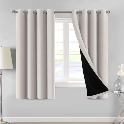 Vista 21 de MeilleMaison Paneles de cortina 100 % opacas para ventana de dormitorio, bloqueo de luz completa, de 84 pulgadas de largo, con aislamiento térmico
