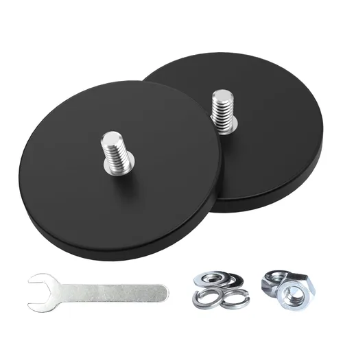 Vista 12 de Magnetpro 4 imanes de montaje con revestimiento de goma fuerte, antiarañazos y anticorrosión, más de 30 libras de potencia adhesiva, con orificio