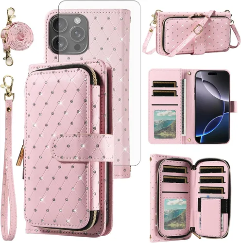 Vista 175 de Funda para teléfono iPhone 6 6S con cremallera y protector de pantalla con protector de pantalla, correa de cordón cruzado, ranura para iPhone 6 Six