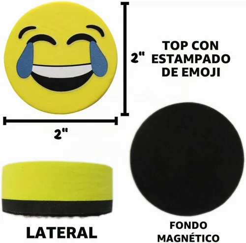 Vista 3 de VIZ-PRO Borrador Magnético de Pizarra Blanca Circular con Cara Sonriente / Paquete de 4 Borradores de Borrado en Seco de 2