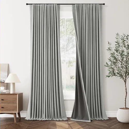 Vista 23 de Jowels Cortinas opacas de lino natural de 96 pulgadas de largo, 2 paneles