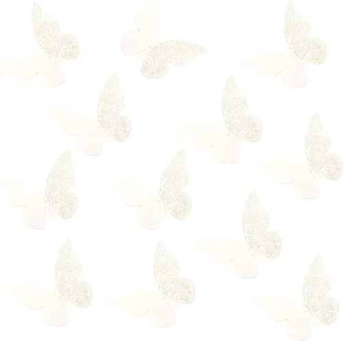 Vista 3 de 12 calcomanías de pared de mariposa 3D, decoración de pared de bricolaje, mariposas de papel extraíbles, decoración de dormitorio de niños y boda