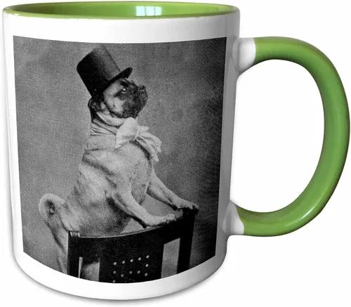 Vista 7 de 3D Rose mug_6775_4 "Pug in Top Hat Black and White" Taza negra de dos tonos, 11 onzas, negro/blanco
