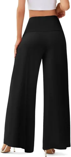Vista 3 de JZC Pantalones de descanso Palazzo para mujer, elásticos, de pierna ancha, casuales, cómodos, de cintura alta, holgados, tallas S-3XL
