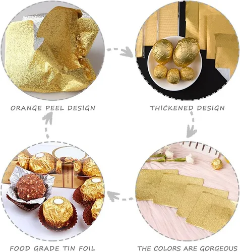 Vista 4 de 200 envoltorios de caramelo de aluminio, 4 x 4 pulgadas, paquete cuadrado para embalaje de dulces de chocolate