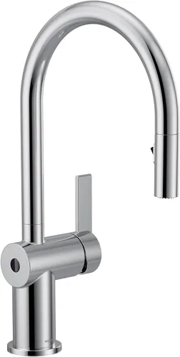 Vista 19 de Moen Cia Grifo de barra moderno color oro cepillado con aumento de potencia y acentos opcionales en negro mate, instalación fácil de un solo mango