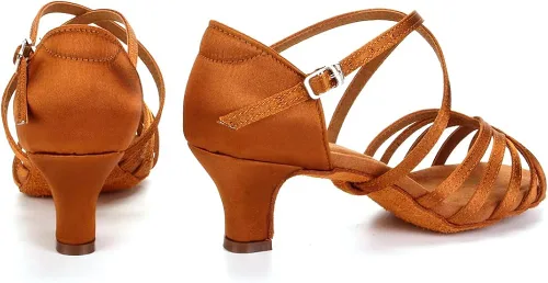 Vista 8 de VCIXXVCE Zapatos profesionales de baile latino para mujer, puntera abierta, salsa, práctica, danza, rendimiento