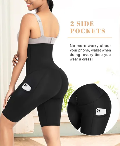 Vista 4 de FeelinGirl Waist Trainer Shorts for Women Tummy Control Shapewear Corset High Waist Yoga Leggings with Pockets