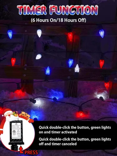 Vista 5 de Guirnalda de 240 luces LED C6 de 78 pies, luces de Navidad súper largas para exteriores e interiores con 13 modos y temporizador, luz parpadeante