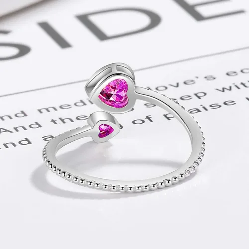 Vista 4 de Step Forward - Anillo de plata de ley 925 con piedra de nacimiento para mujer, ajustable, con corazón abierto, constelación, aniversario, regalo