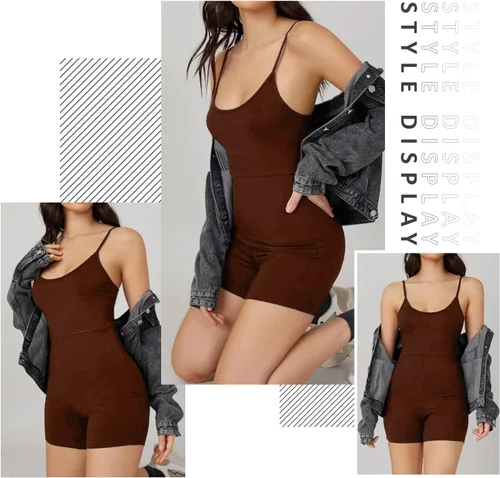 Vista 3 de One Piece Jumpsuits for Women Workout Romper Spaghetti Strap Bodycon Stretch Shorts Jumpsuits