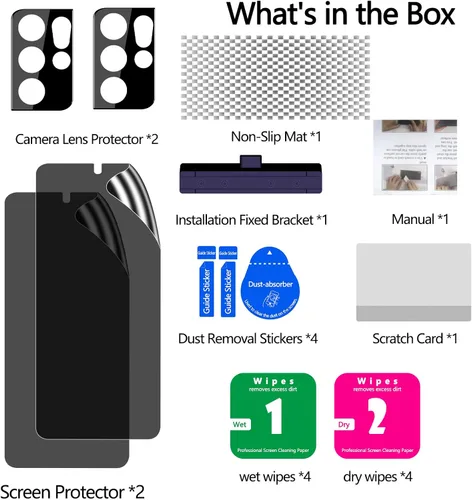 Vista 6 de LYWHL Paquete de 2 + 2 protectores de pantalla de privacidad para Samsung Galaxy S21 Ultra [compatible con identificación de huellas dactilares]