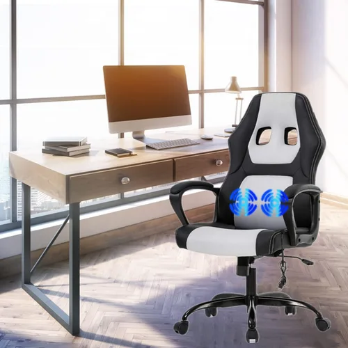 Vista 3 de Silla para videojuegos, silla de oficina de masaje, sillas ergonómicas de videojuegos, silla de computadora reclinable ajustable con soporte lumbar