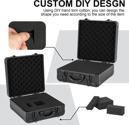 Vista 4 de Funda Protectora Rígida a Prueba de Golpes y Resistente al Agua con Inserción de Espuma Personalizada DIY para Cámara, Laptops, etc, 12.2 X 12.2 X