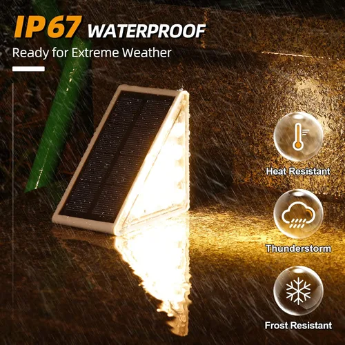 Vista 6 de NIORSUN Luces solares, impermeabilidad IP67, encendido/apagado automáticos, para escalones exterior, escalera, patio, porche, puerta delante, acera