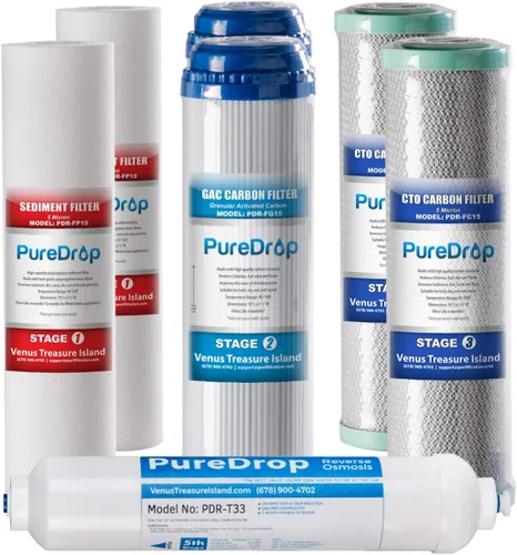 Vista 9 de PureDrop PDR-F8U 50 GPD Filtro de agua de ósmosis inversa Cartuchos de repuesto de 1 año para sistema de filtración de agua RO de 6 etapas RTW5U