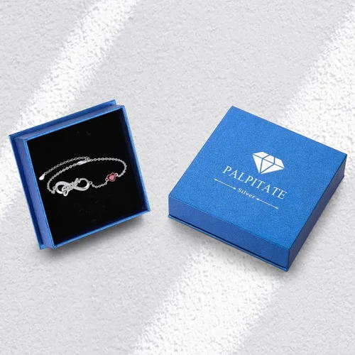 Vista 7 de Palpitate Pulsera Sister Infinity de plata de ley para mujer, joyería con piedra natal