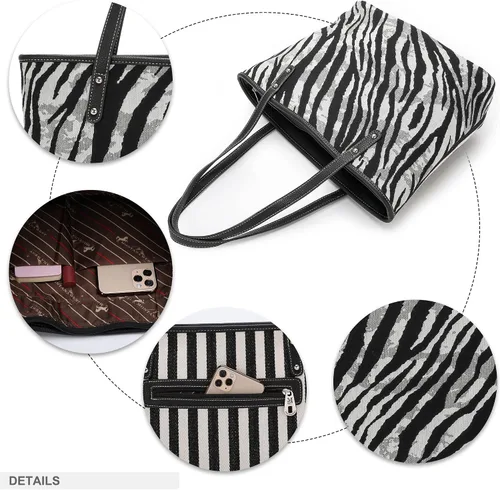Vista 4 de Montana West Bolsa de lona occidental con patrón de moda para mujer, bolsa de hombro grande