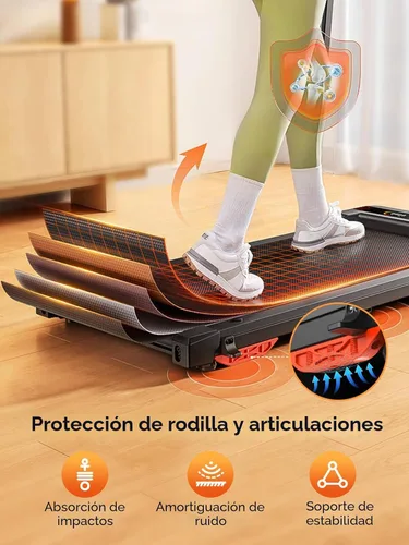 Vista 4 de Walking Pad Treadmill with 9% Incline & Dual LED Display, 4 in 1 Foldable Treadmill with Handle bar for Home/Office, 3.5HP Portable Under Desk