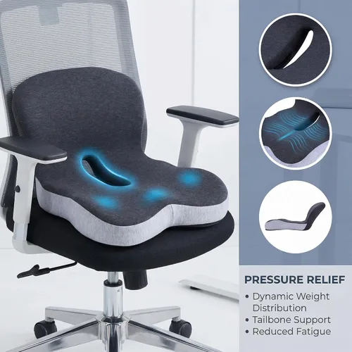 Vista 7 de Cojín de espuma viscoelástica para asiento de automóvil, cojín ergonómico para asiento de conductor para ciática y dolor de coxis, almohadilla