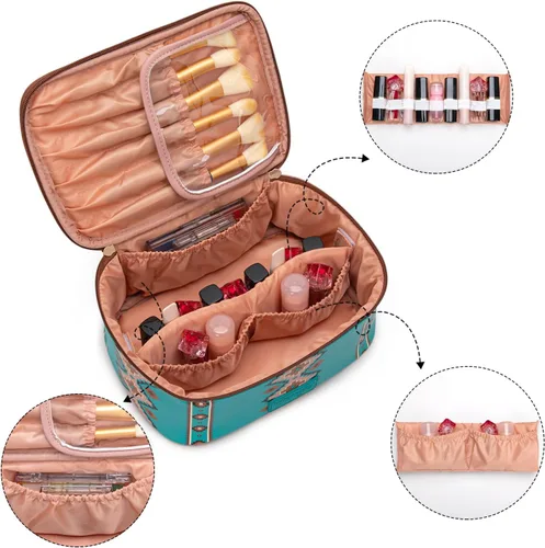 Vista 3 de Wrangler - Bolsa de maquillaje de viaje, 2 piezas, bolsa de cosméticos con Turquesa azteca