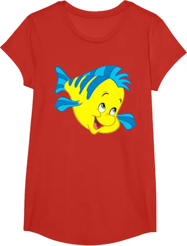 Vista 44 de Disney Camiseta de disfraz de cara grande de la Sirenita Flounder Sidekick