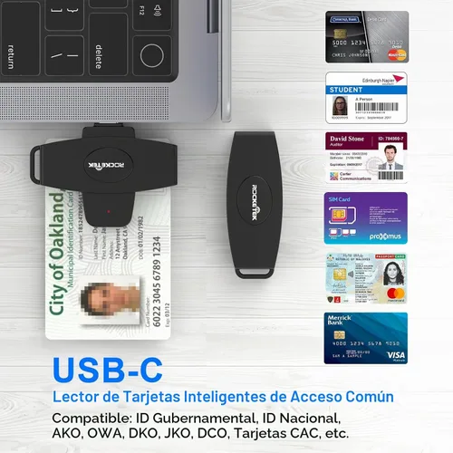 Vista 2 de USB C DOD Militar USB Acceso Común CAC Lector de Tarjetas Inteligentes y Lector de Tarjetas SIM ID CAC Lector de Tarjetas Compatible con Mac