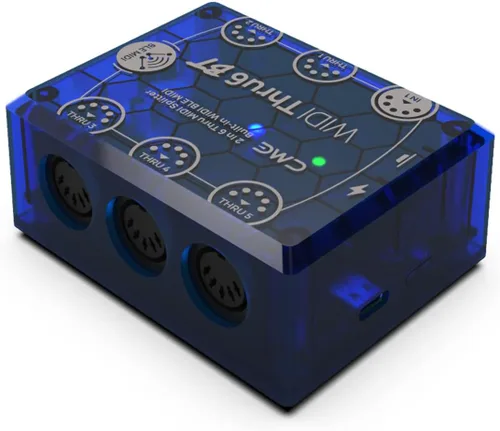 Vista 3 de CME WIDI Thru6 BT - MIDI Thru/Split de 2 entradas y 6 salidas con DIN de 5 pines y MIDI Bluetooth - tecnología a prueba de futuro, transferencia