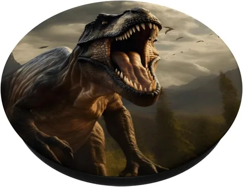 Vista 2 de T-Rex - Tiranosaurio prehistórico Rex dinosaurio para niños, jóvenes y hombres, PopSockets estándar PopGrip