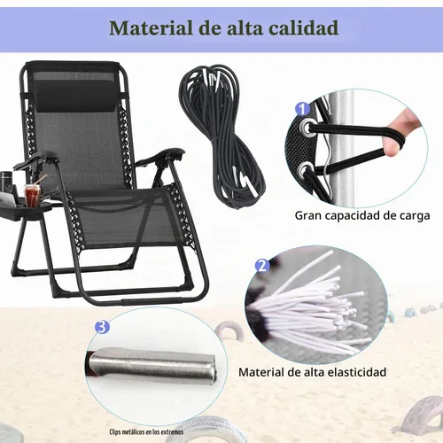 Vista 6 de Ostlttyn Zero Gravity - Juego de 2 piezas de tela de repuesto para sillas de 17 pulgadas con cuerda elástica de repuesto para sillas antigravedad