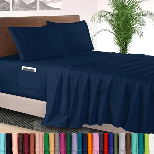 Vista 54 de Elegant Comfort - Juego de sábanas de lujo de 4 piezas - Ropa de cama de lujo de 1500 hilos, calidad de hotel prémium, microfibra, resistente a