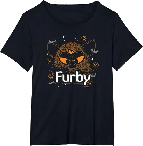 Vista 6 de Furby Camiseta de Halloween Spooky Lines Pumpkin Furby, Negro, S